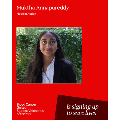 Headshot of South Texas Student Visionaries of the Year candidate Muktha Annapureddy of team Hope In Action.