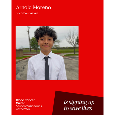 Headshot of South Texas Student Visionaries of the Year candidate Arnold Moreno of team Taco-Bout a Cure.